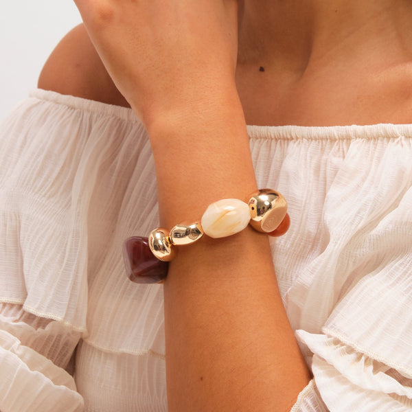Mood Gold Polished and Resin Stretch Bracelet