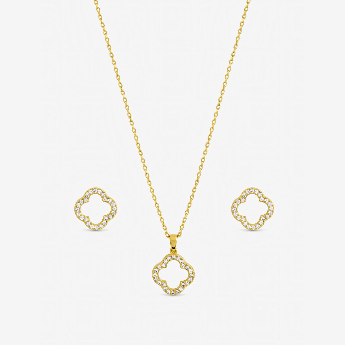 Jon Richard Gold Plated Cubic Zirconia Open Clover Set - Gift Box
