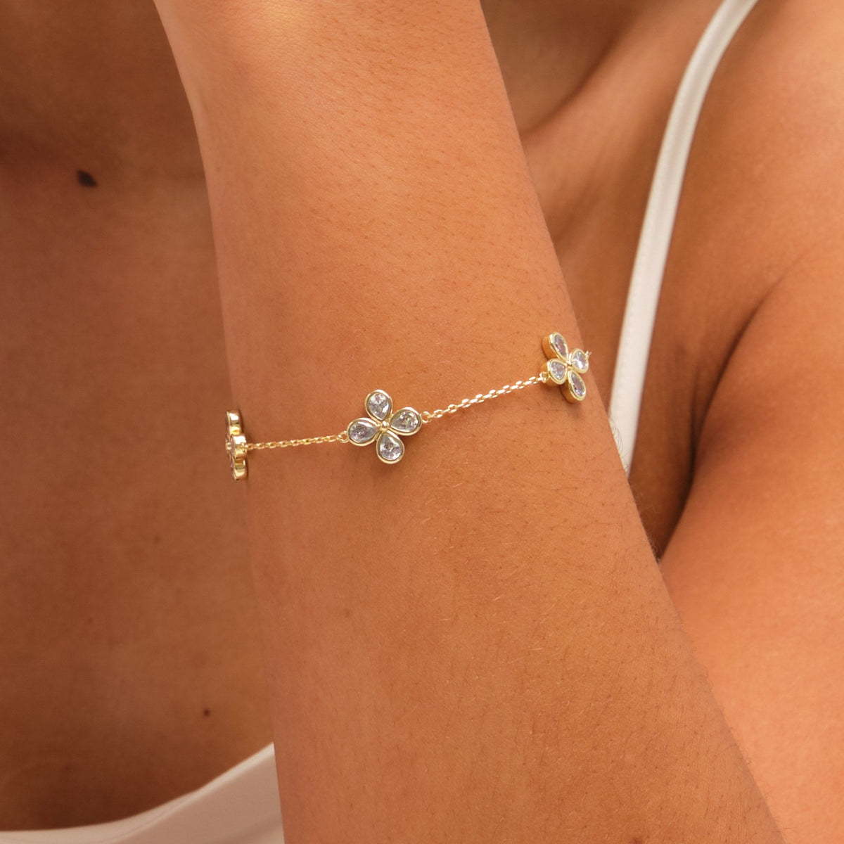 Jon Richard Gold Plated and Crystal Delicate Flower Bracelet