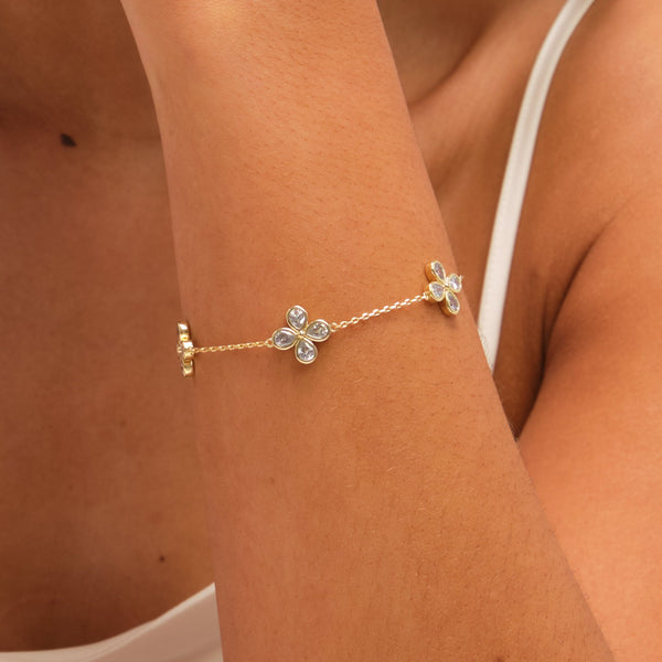 Jon Richard Gold Plated and Crystal Delicate Flower Bracelet