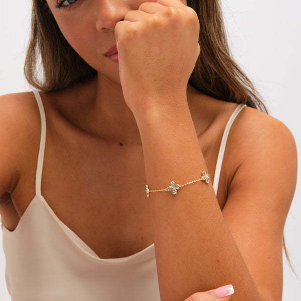 Jon Richard Gold Plated and Crystal Delicate Flower Bracelet
