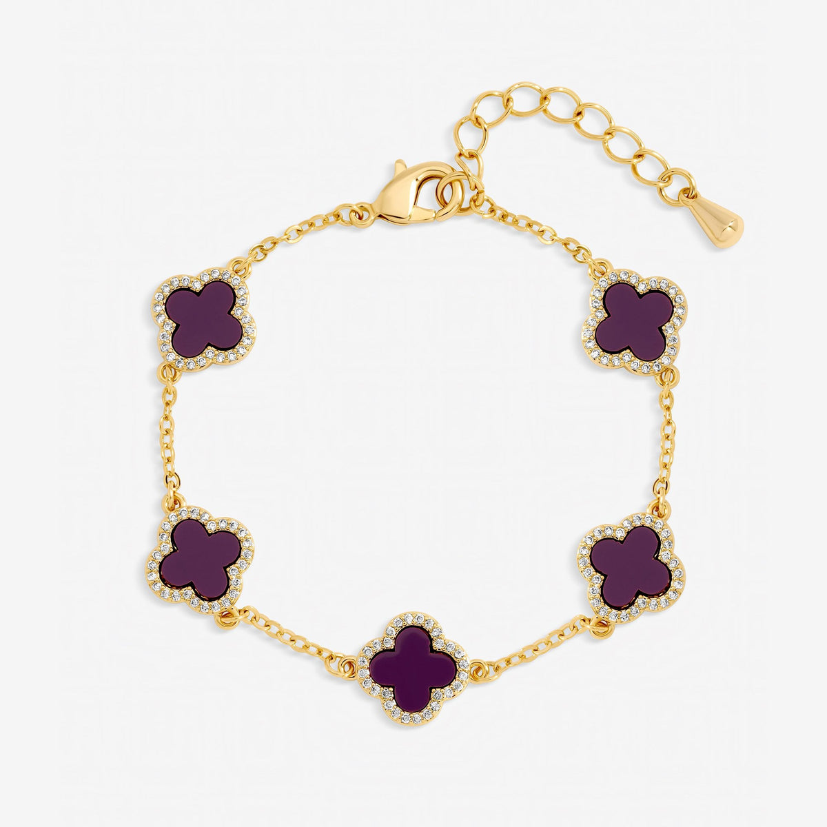 Jon Richard Gold Plated Purple Clover Station Bracelet