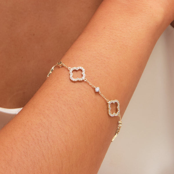 Jon Richard Gold Plated Pave and Crystal Open Clover Bracelet