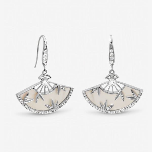 Jon Richard Rhodium Plated Mother of Pearl Fan Earrings