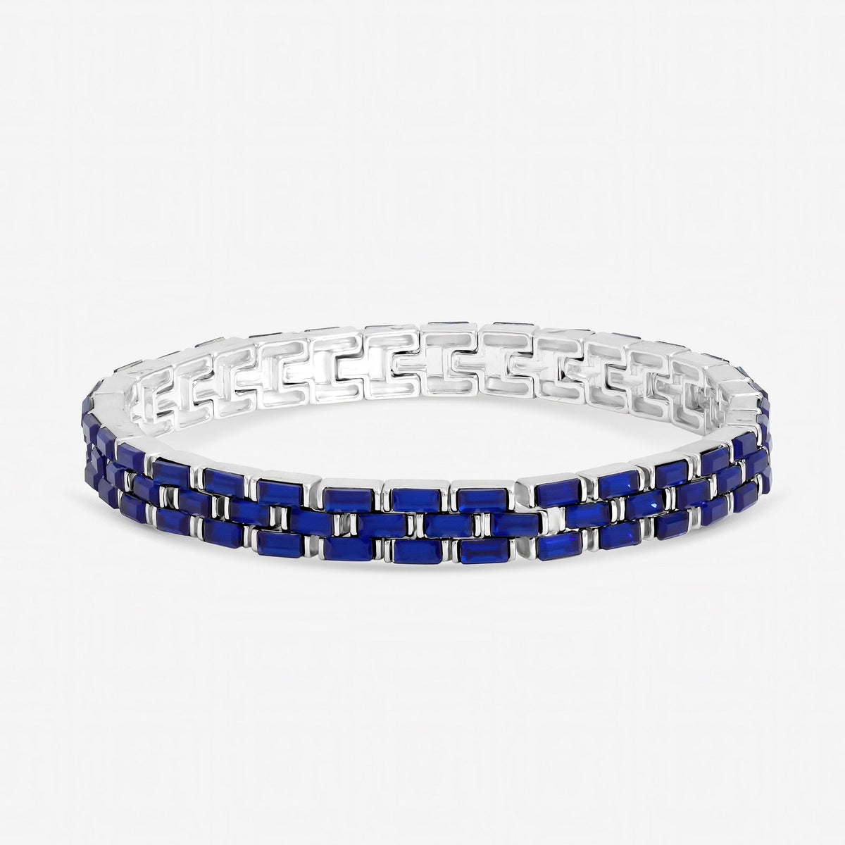 Jon Richard Silver Plated and Sapphire Chain Stretch Bracelet