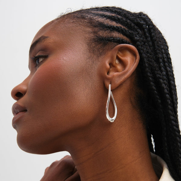 Inicio Sterling Silver Large Organic Polished Hoops