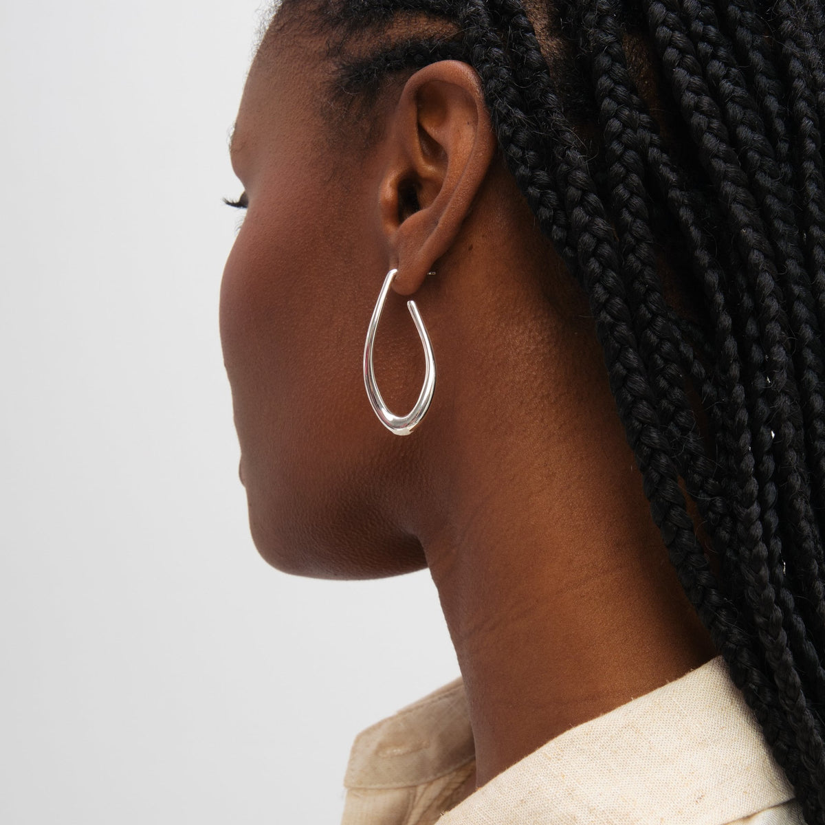 Inicio Sterling Silver Large Organic Polished Hoops