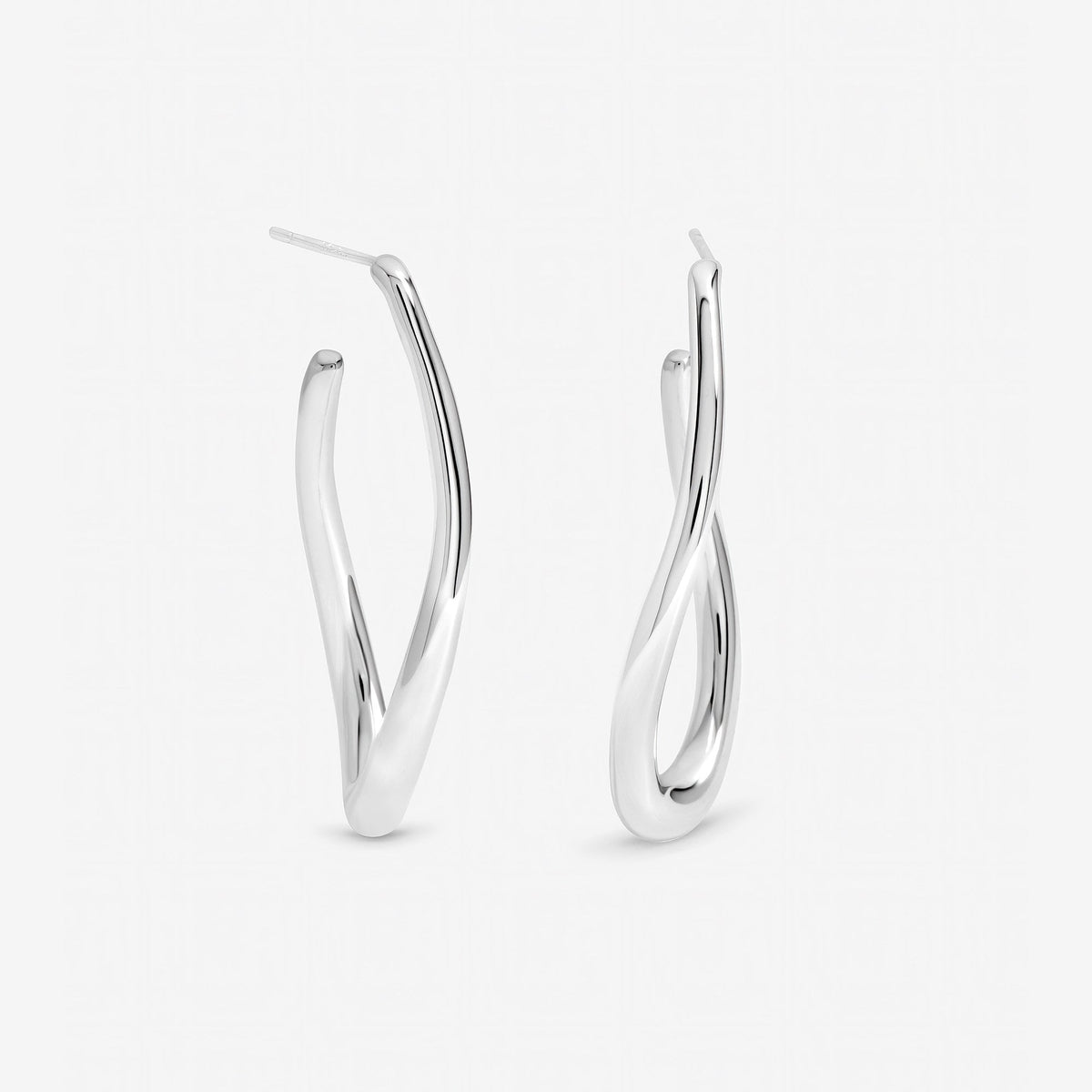 Inicio Sterling Silver Large Organic Polished Hoops