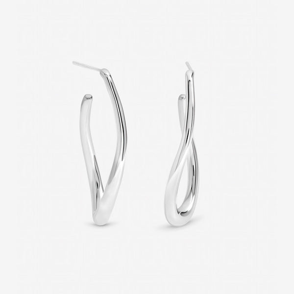 Inicio Sterling Silver Large Organic Polished Hoops