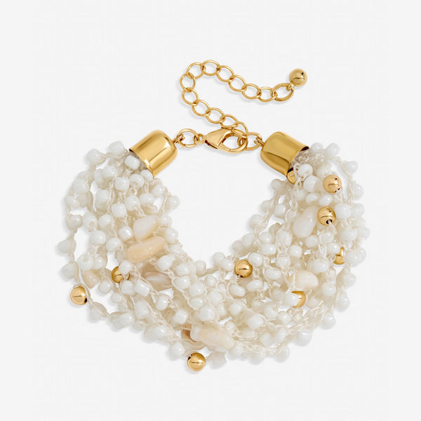 Mood Gold Plated Statement Multirow Beaded Bracelet