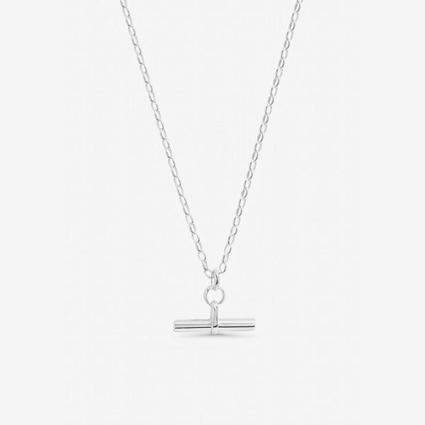 Inicio Sterling Silver Polished T-Bar Pendant - Gift Pouch