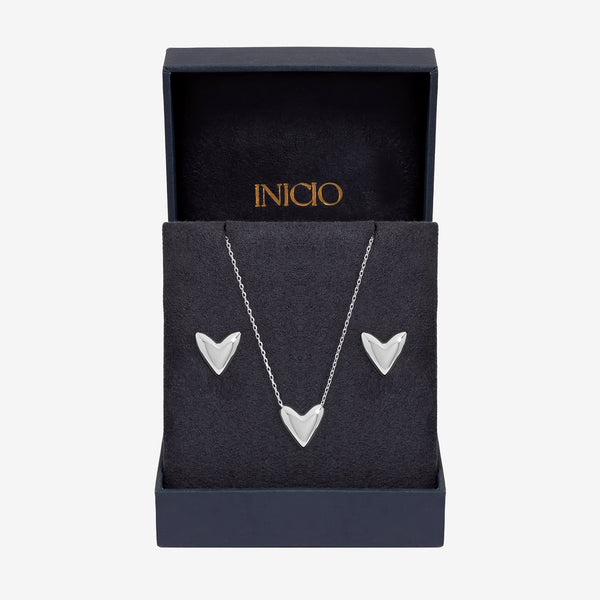 Inicio Sterling Silver Puff Heart Set - Gift Box