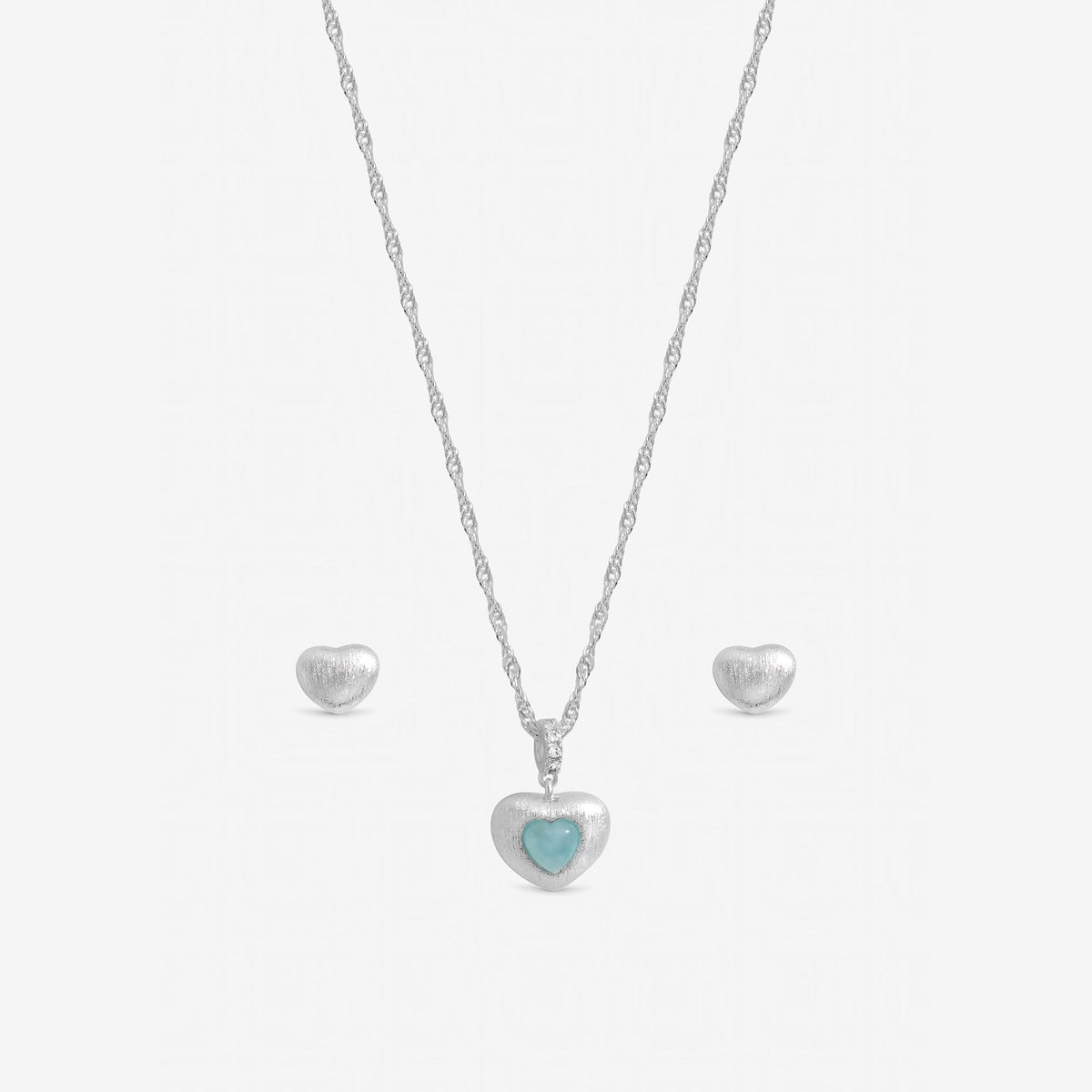 Inicio Sterling Silver Satin Heart Set - Gift Box