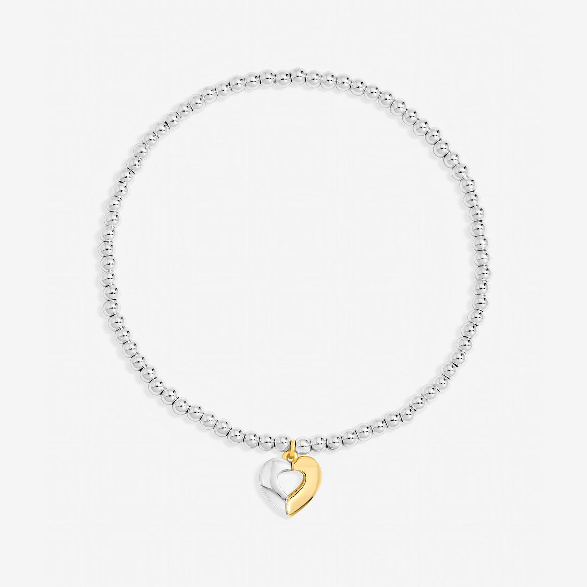 Inicio Sterling Silver Two Tone Heart Stretch Bracelet - Gift Pouch