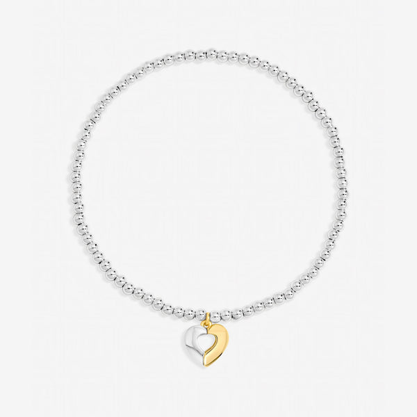 Inicio Sterling Silver Two Tone Heart Stretch Bracelet - Gift Pouch