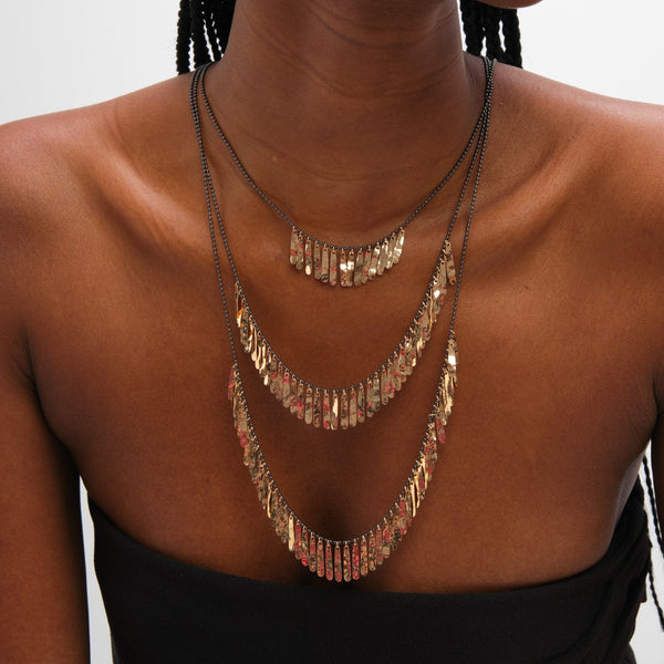 Mood Gold Plated Multi Row Shower Necklace