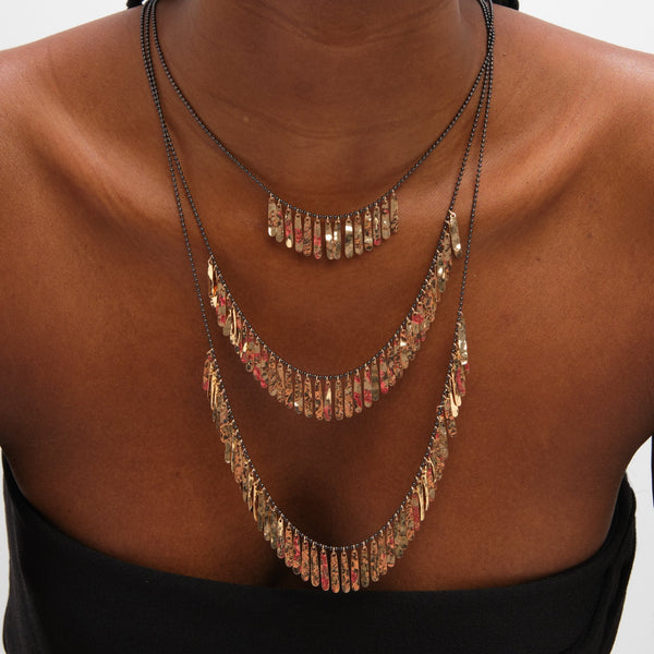 Mood Gold Plated Multi Row Shower Necklace