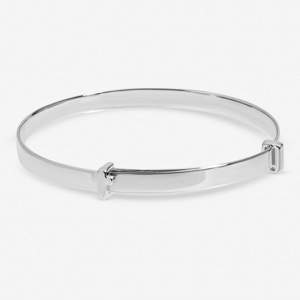 Inicio Sterling Silver Christening Cross Bangle - Gift Pouch