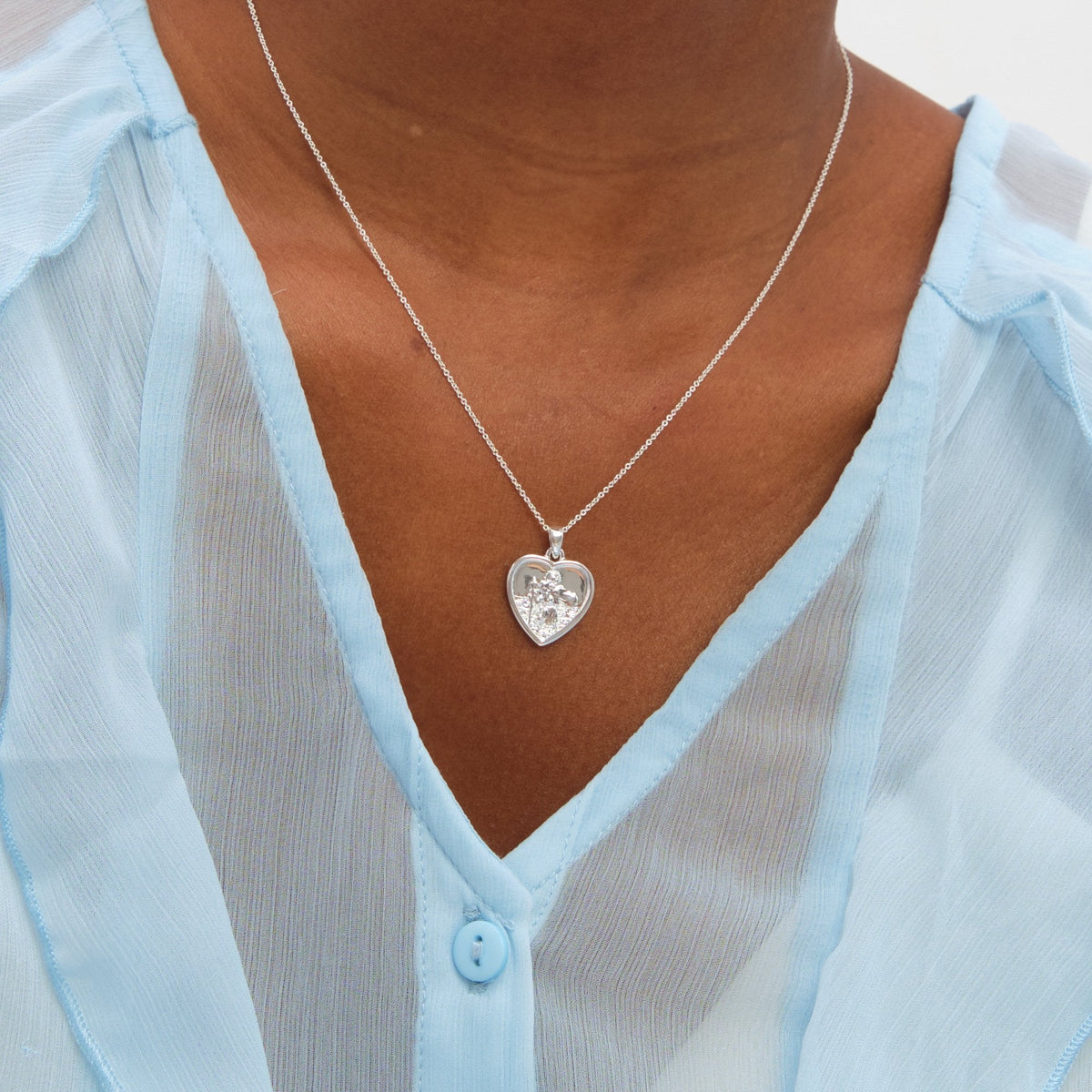 Inicio Sterling Silver Heart St Christopher Necklace - Gift Pouch