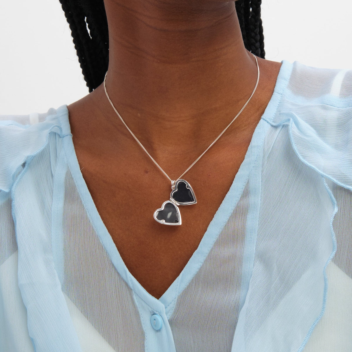 Inicio Sterling Silver Heart Cross Locket - Gift Pouch