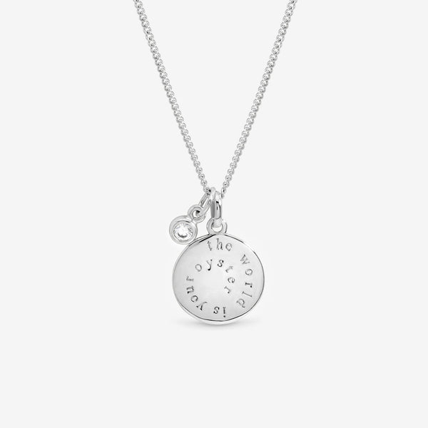 Inicio Sterling Silver 'The World Is Your Oyster' Pendant - Gift Pouch
