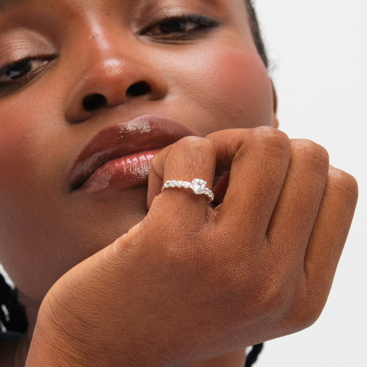 Inicio Sterling Silver Cubic Zirconia Classic Cushion Engagement Ring - Gift Pouch