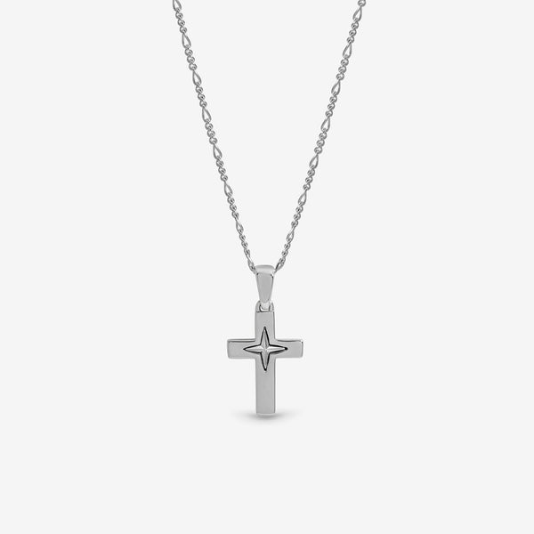 Inicio Sterling Silver Polished Cross Pendant - Gift Pouch