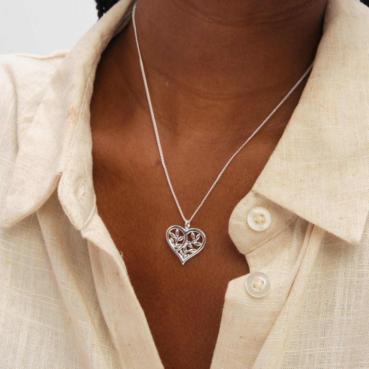 Inicio Sterling Silver Polished Tree Of Love Pendant - Gift Pouch
