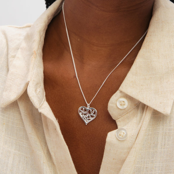 Inicio Sterling Silver Polished Tree Of Love Pendant - Gift Pouch