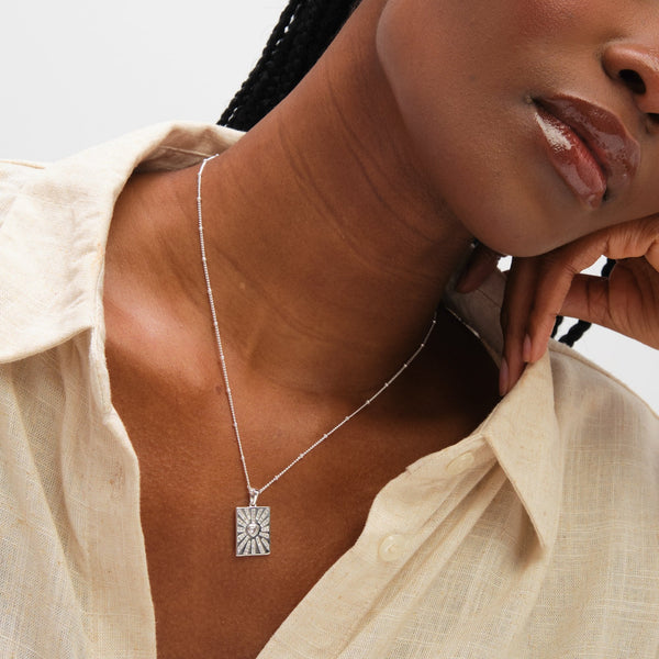 Inicio Sterling Silver Heart Charm Pendant - Gift Pouch