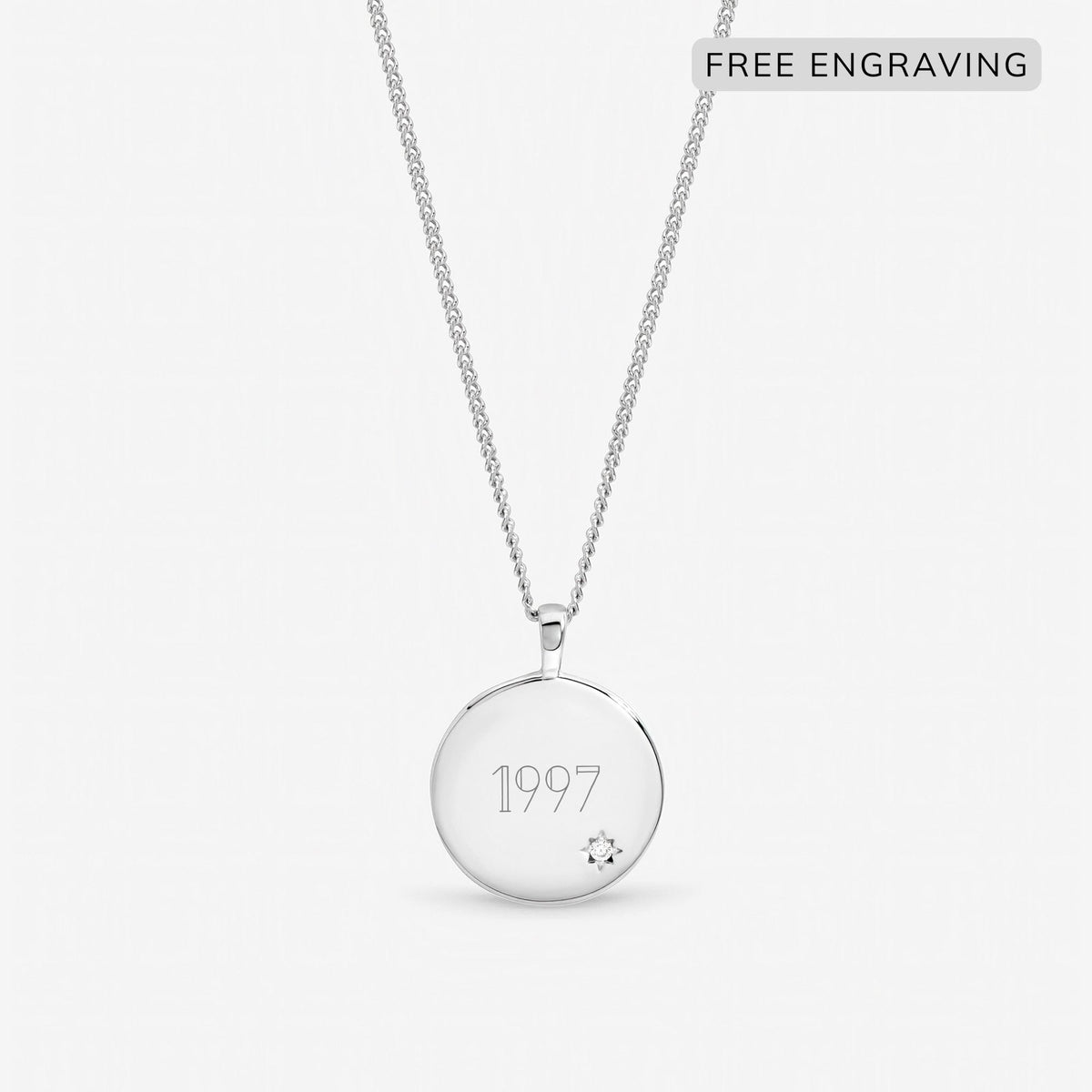 Inicio Sterling Silver Celestial Detail Personalised Pendant - Gift Pouch