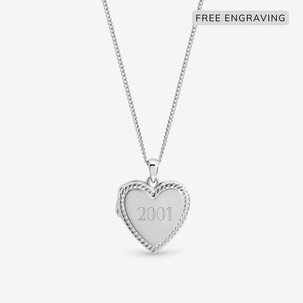 Inicio Sterling Silver Personalised Heart Locket - Gift Pouch