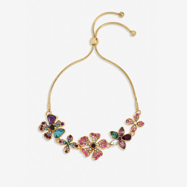 Mood Gold Plated and Multi Coloured Floral Statement Bracelet