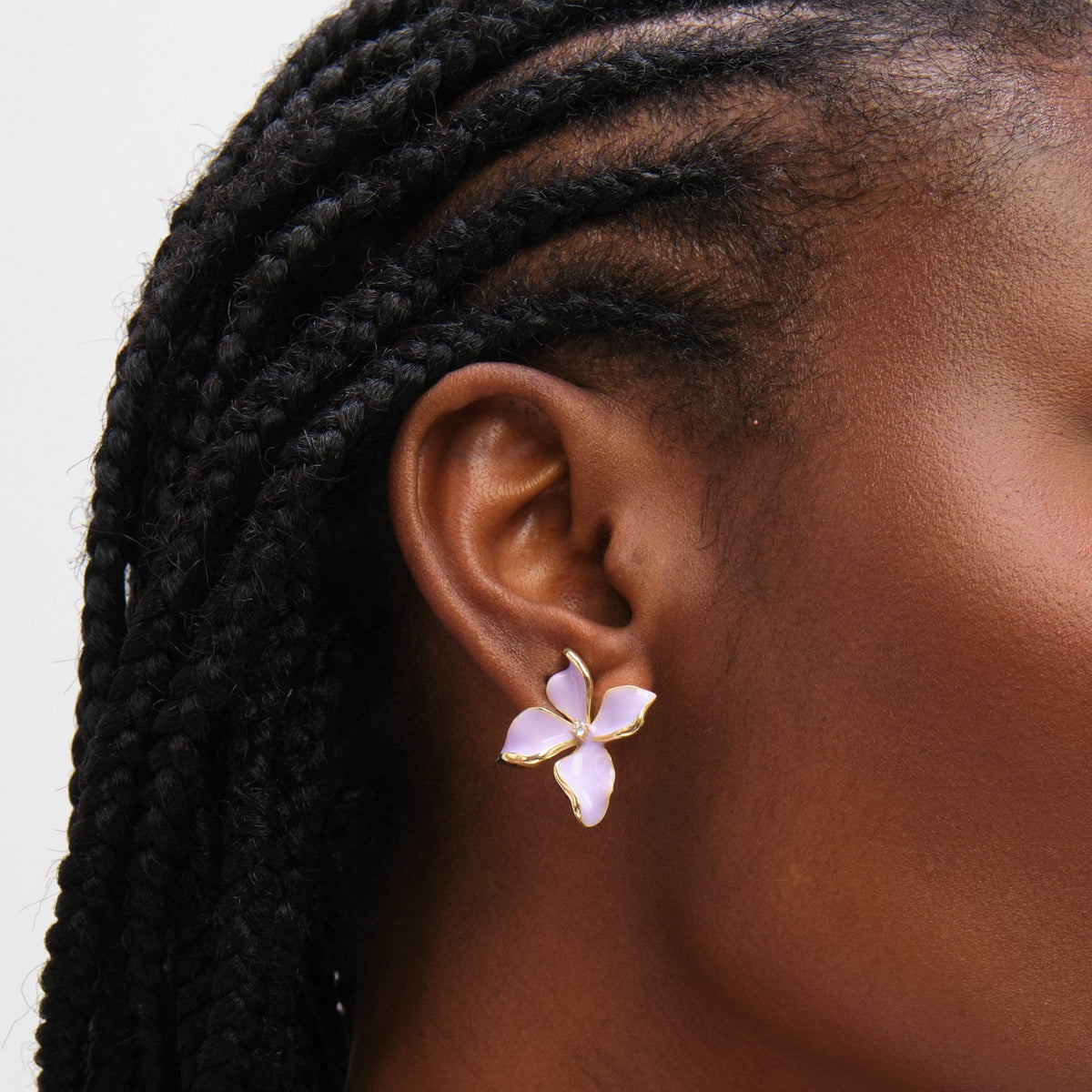 Jon Richard Gold Plated and Purple Petal Flower Earrings