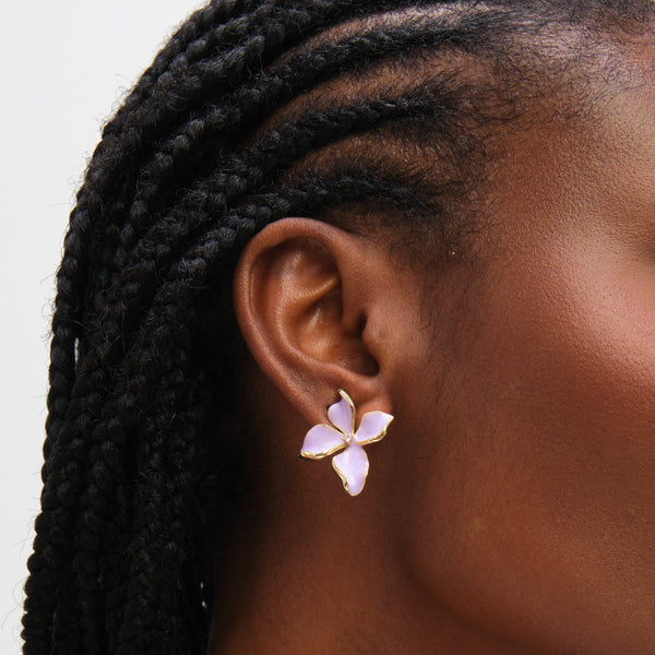 Jon Richard Gold Plated and Purple Petal Flower Earrings