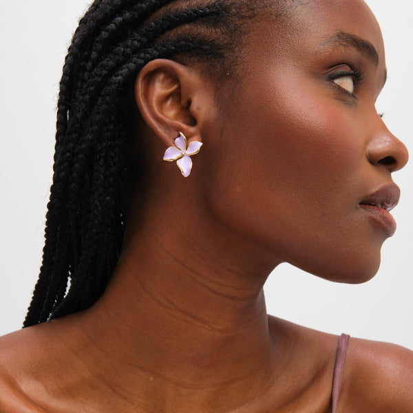 Jon Richard Gold Plated and Purple Petal Flower Earrings
