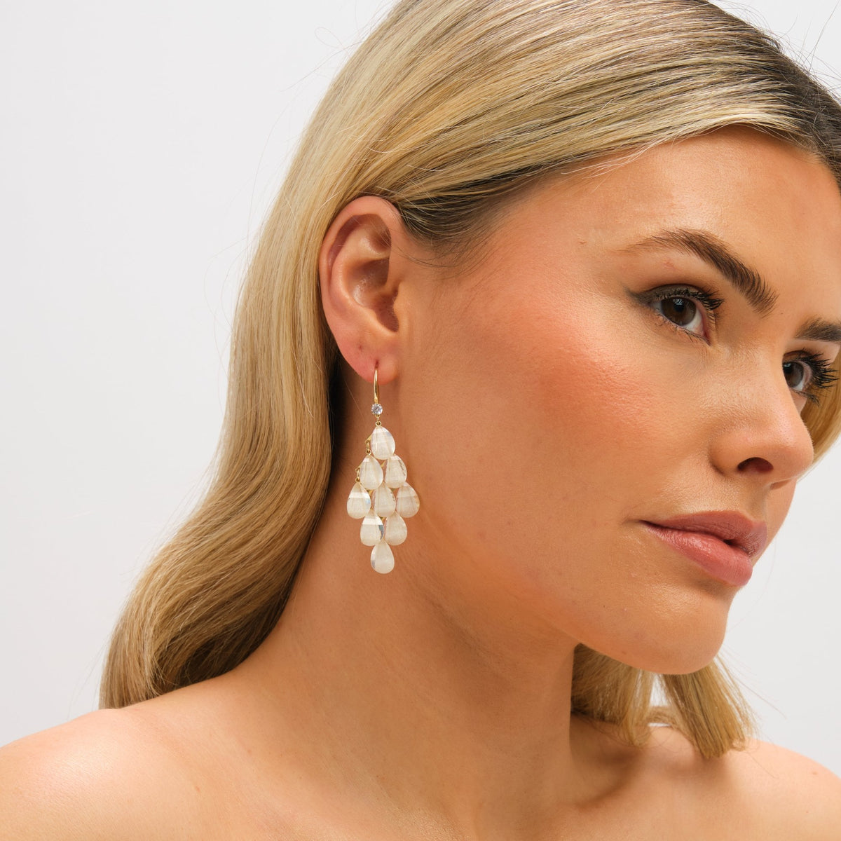 Jon Richard Gold Plated and Cream Droplet Earrings