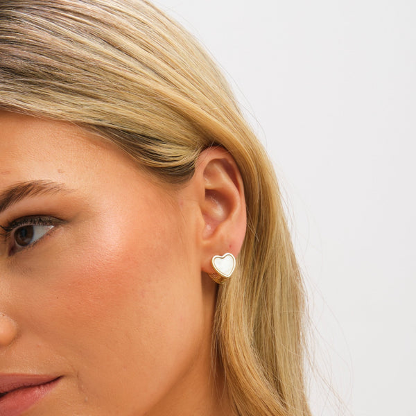 Jon Richard Gold Plated Mother of Pearl Heart Hoop Earrings