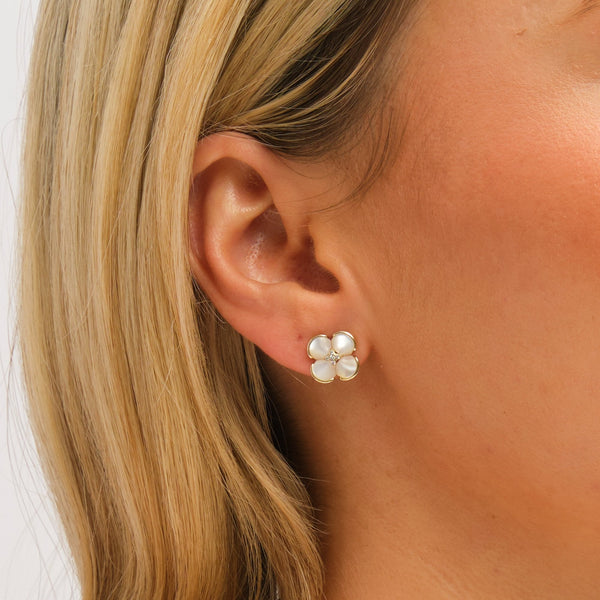 Jon Richard Gold Plated Mother of Pearl Flower Stud Earrings