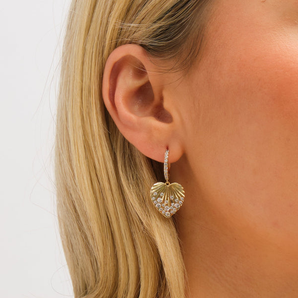 Inicio Gold Plated Heart Charm Earrings - Gift Pouch