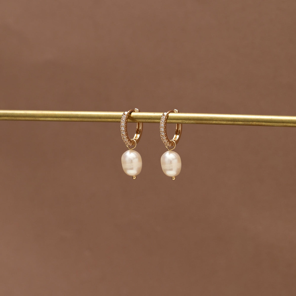 Jon Richard Gold Plated Real Freshwater Pearl Huggie Earrings