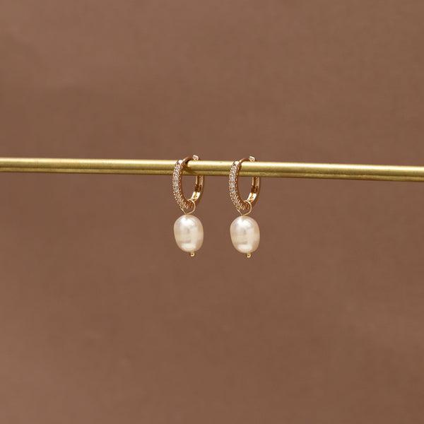 Jon Richard Gold Plated Real Freshwater Pearl Huggie Earrings