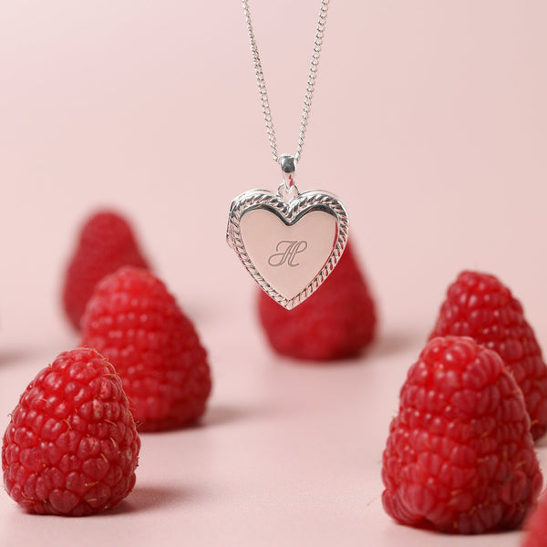 Inicio Sterling Silver Personalised Heart Locket - Gift Pouch