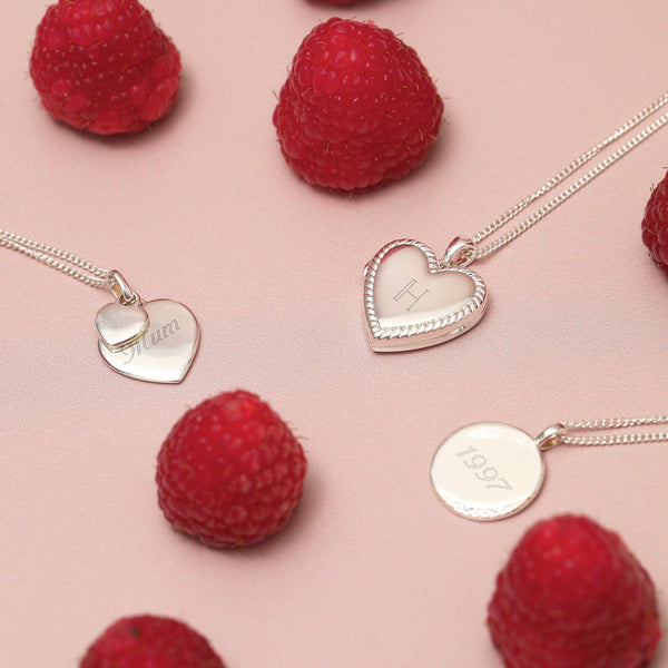 Inicio Sterling Silver Heart Charm Personalised Pendant - Gift Pouch