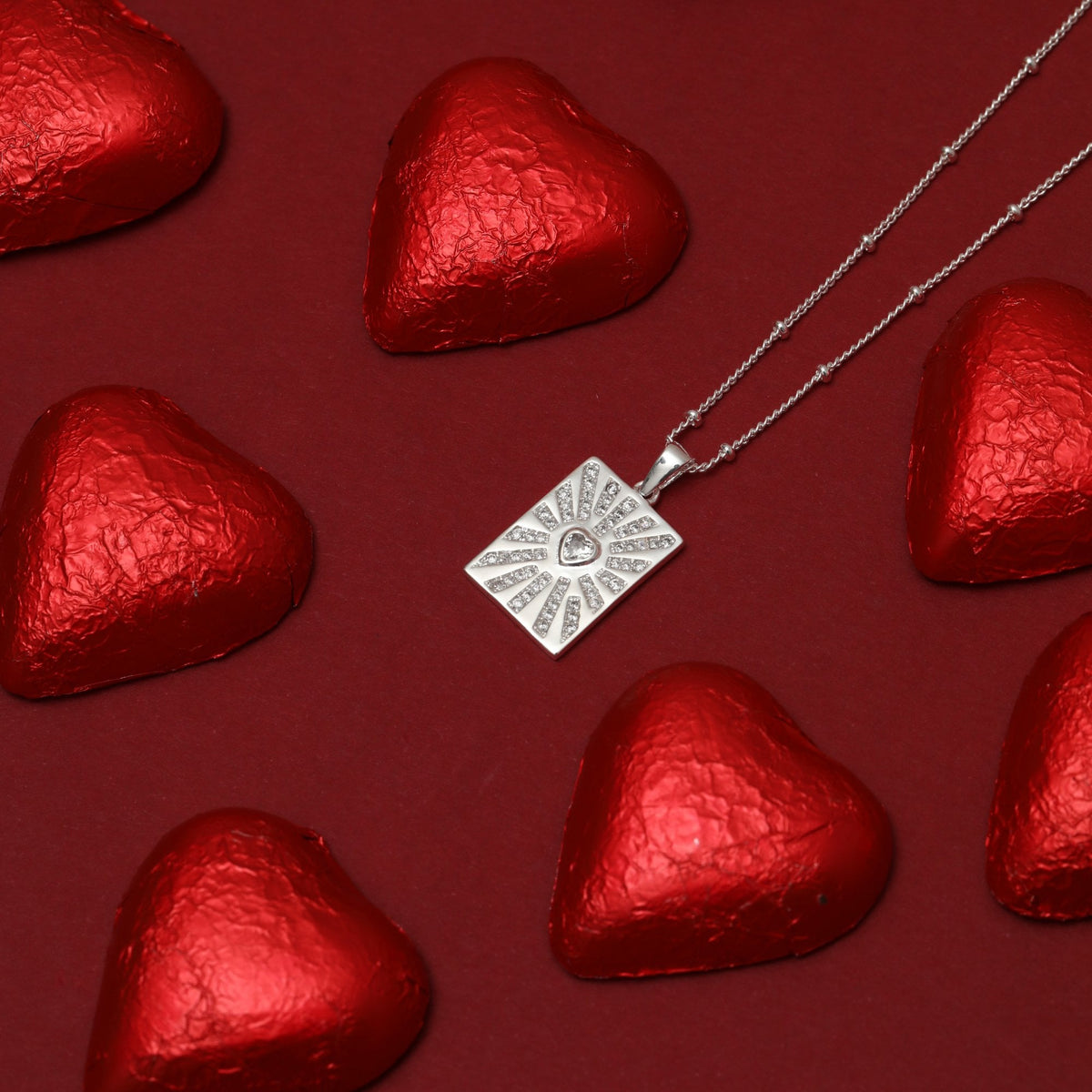 Inicio Sterling Silver Heart Charm Pendant - Gift Pouch