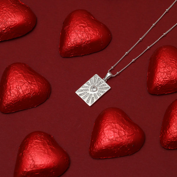 Inicio Sterling Silver Heart Charm Pendant - Gift Pouch
