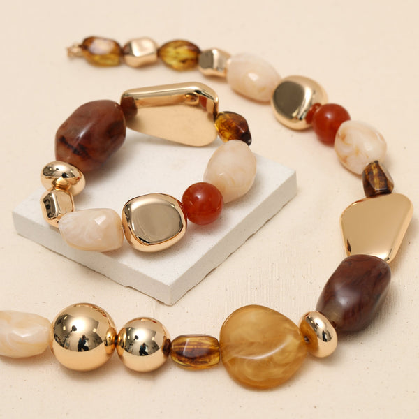 Mood Gold Polished and Resin Allway Necklace