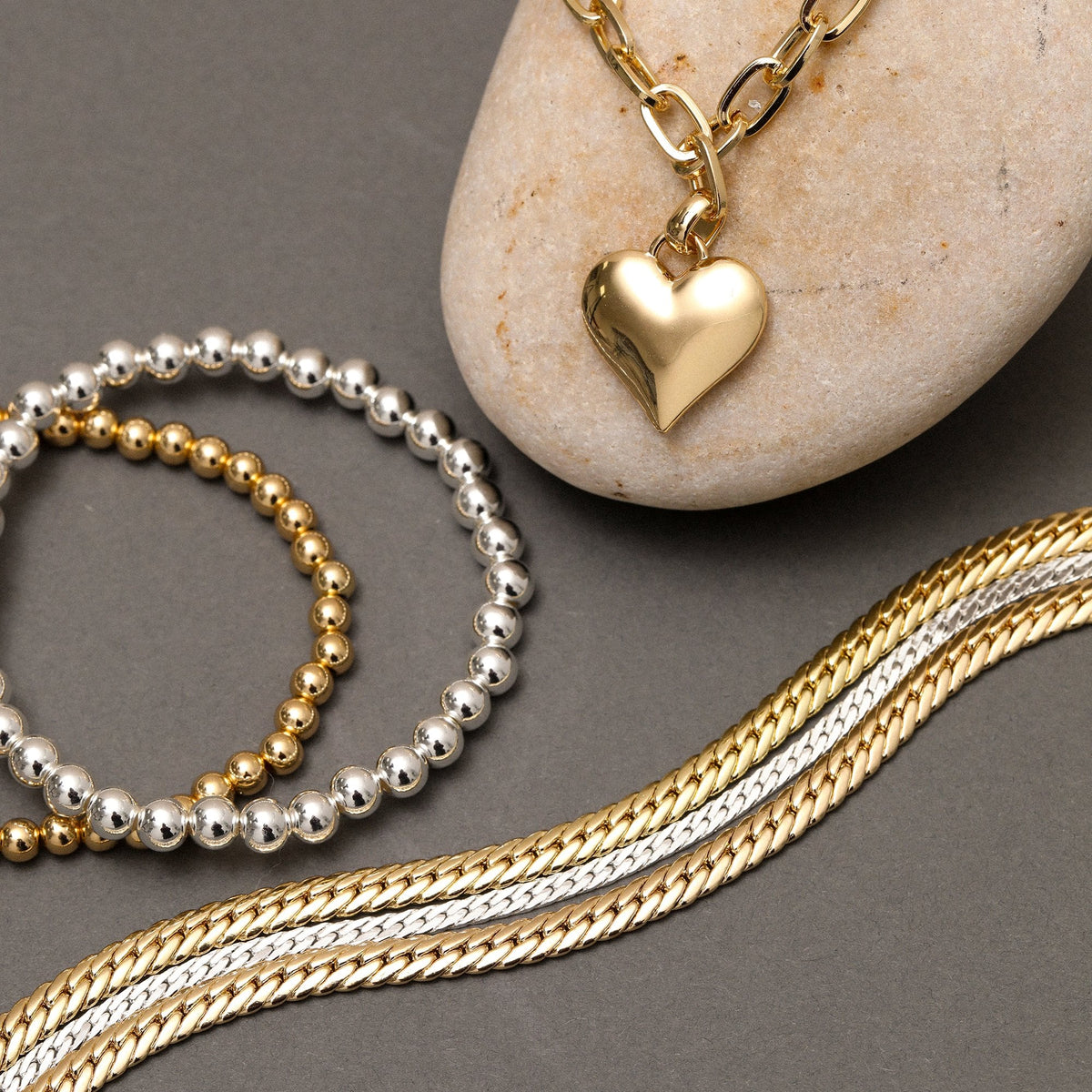 Mood Two Tone Heart Bracelet - Pack of