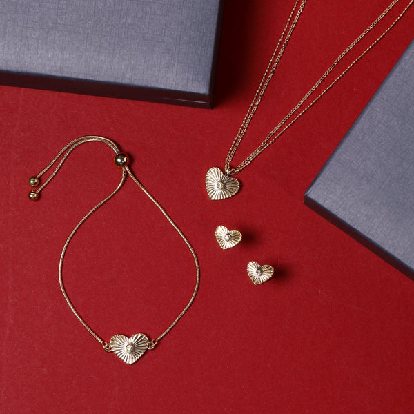 Jon Richard Gold Plated Diamond Cut Heart Trio Set - Gift Box