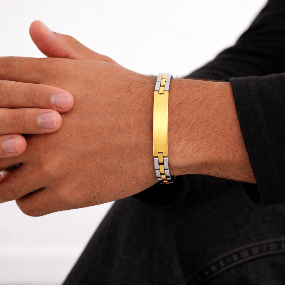 Inicio Men's Waterproof Two Tone Linked Bracelet - Gift Pouch